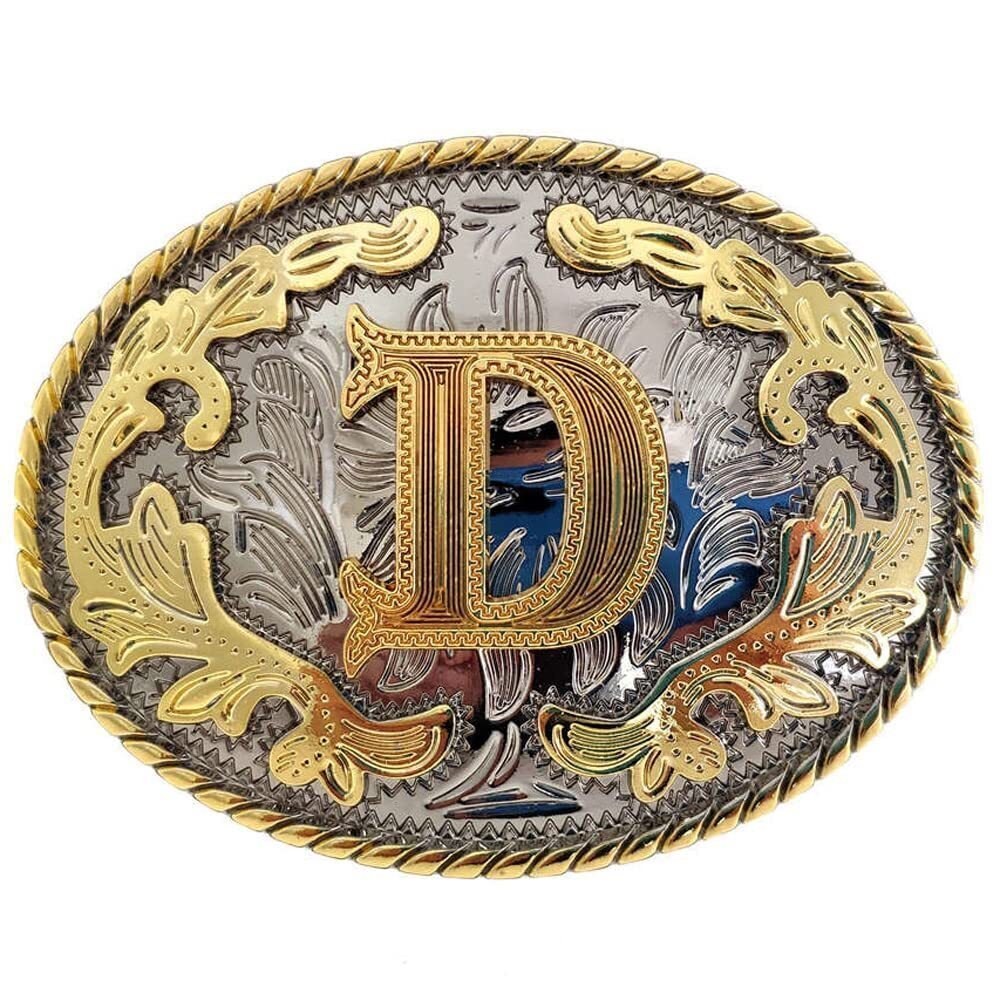 4428 Belt Buckle Initial Letters ABCDMRJ to Z Cowboy Rodeo Small Gold Belt